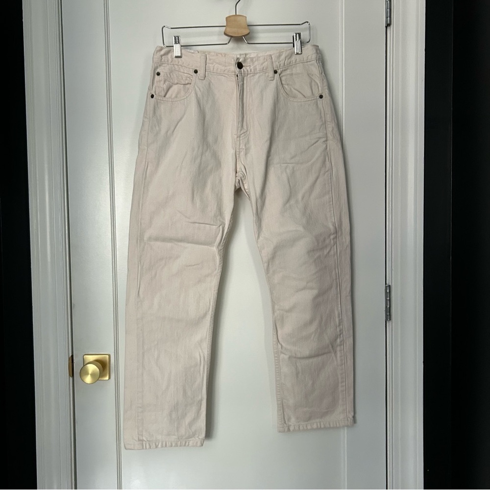 Billy Reid Eggshell Linen Jeans, Size 33